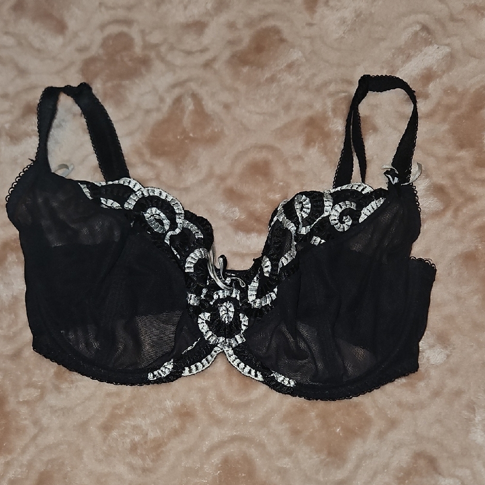 Ruby Pink bra, black/white, 34E (UK)